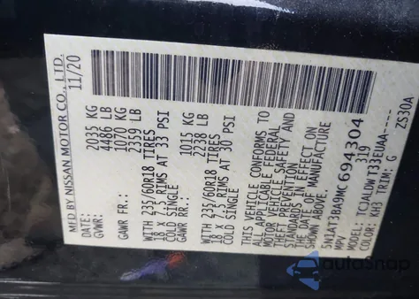 2021 Nissan Rogue Sv Fwd from USA, damaged, VIN 5N1AT3BA9MC694304